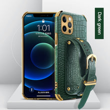 Load image into Gallery viewer, Crocodile Leather Strap Holder Case For iPhone pphonecover
