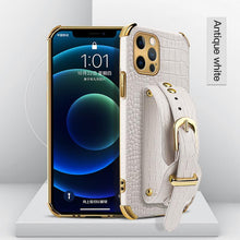 Load image into Gallery viewer, 2021 Crocodile Leather Strap Holder Case For iPhone 12 11 Pro Max XR X XS Max 7 8 Plus pphonecover
