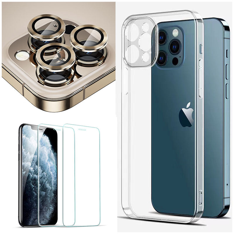 2022 Transparent Silicone Case With Camera Lens & Screen Protector For iPhone pphonecover