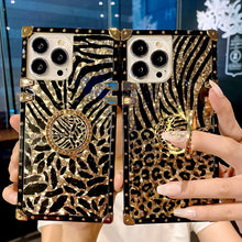 Load image into Gallery viewer, 2021 Luxury Leopard Pattern Stripe Glitter Gold Square Case For iPhone pphonecover
