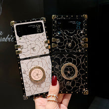 Load image into Gallery viewer, Luxury Brand Camellia Gold Plating Square Case For Samsung Galaxy Z Flip4 Flip3 5G pphonecover
