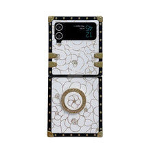 Load image into Gallery viewer, Luxury Brand Camellia Gold Plating Square Case For Samsung Galaxy Z Flip4 Flip3 5G pphonecover
