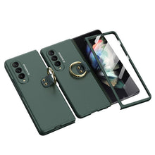 Load image into Gallery viewer, Luxury Leather Carbon Fiber Plating Case For Samsung Galaxy Z Fold3 Fold2 With Tempered Glass Screen pphonecover
