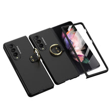 Load image into Gallery viewer, Luxury Leather Carbon Fiber Plating Case For Samsung Galaxy Z Fold3 Fold2 With Tempered Glass Screen pphonecover
