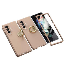 Load image into Gallery viewer, Luxury Leather Carbon Fiber Plating Case For Samsung Galaxy Z Fold3 Fold2 With Tempered Glass Screen pphonecover
