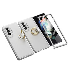 Load image into Gallery viewer, Luxury Leather Carbon Fiber Plating Case For Samsung Galaxy Z Fold3 Fold2 With Tempered Glass Screen pphonecover
