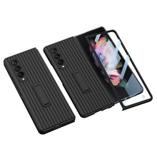 Load image into Gallery viewer, Luxury Leather Carbon Fiber Plating Case For Samsung Galaxy Z Fold3 Fold2 With Tempered Glass Screen pphonecover
