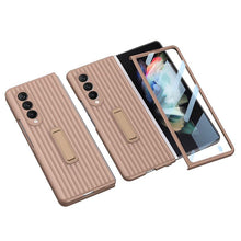 Load image into Gallery viewer, Luxury Leather Carbon Fiber Plating Case For Samsung Galaxy Z Fold3 Fold2 With Tempered Glass Screen pphonecover
