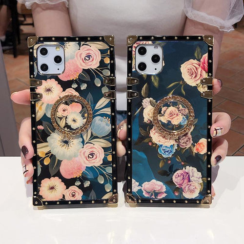 2020 Stylish French Style Flower Lanyard Ring Phone Case for iPhone Samsung Huawei pphonecover