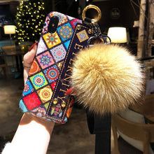 Load image into Gallery viewer, Luxury Wristband Bohemia Foxfur Ball Phone Case For iPhone - hotbuyy
