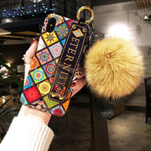 Load image into Gallery viewer, Luxury Wristband Bohemia Foxfur Ball Phone Case For iPhone - hotbuyy
