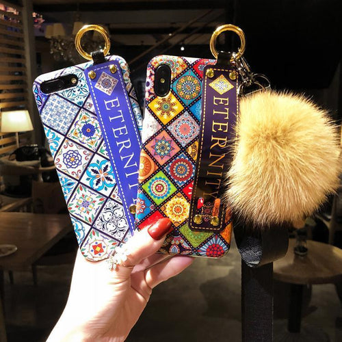 Luxury Wristband Bohemia Foxfur Ball Phone Case For iPhone - hotbuyy