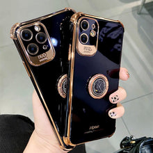 Load image into Gallery viewer, Luxury Electroplated Gold Plating Glitter Case with Ring Holder For iPhone 13 12 11 Pro Max XS XR pphonecover
